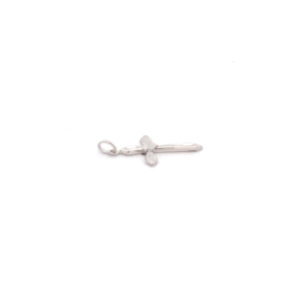 18K White Gold Pendant Cross Religious Small 0.88 grams with Defects - Picture 10 of 13